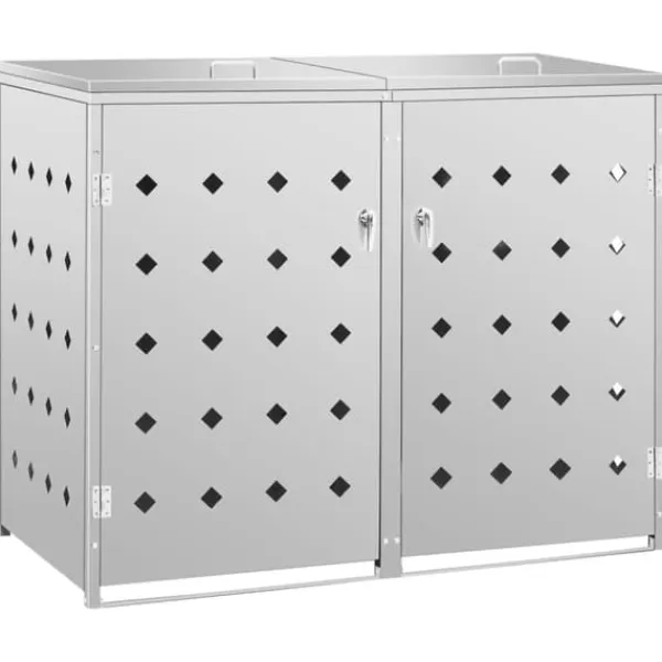 New Dobbelt skraldespandsskur 240 l rustfrit stål - Skraldespandsskjuler - Skraldespandsskjulere - Home & Living Skure, Garager & Carports
