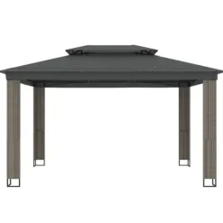 Telte & Lysthuse^Dobbelt tag pavillon 3,94x2,96 m - Antracitgrå stål | Størrelse: 3,94x2,96 m
