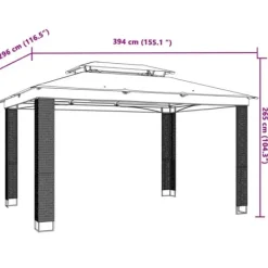 Telte & Lysthuse^Dobbelt tag pavillon 3,94x2,96 m - Antracitgrå stål | Størrelse: 3,94x2,96 m