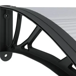 New Dørbaldakin i polycarbonat - Vejrbestandig beskyttelse | Farve: Sort/Transparent | Størrelse: 300x75 cm Buer, Spalier, Lysthuse Uden Tag
