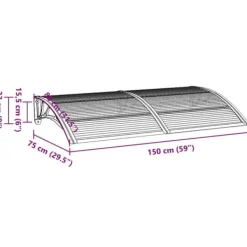 New Dørbaldakin i polycarbonat - Vejrbestandig beskyttelse | Farve: Sort/Transparent | Størrelse: 300x75 cm Buer, Spalier, Lysthuse Uden Tag