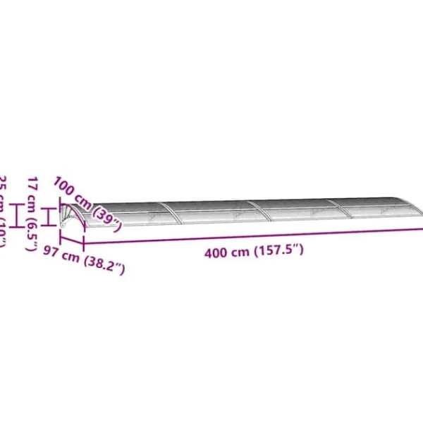 Skure, Garager & Carports^Dørbaldakin i polycarbonat 400x100 cm | Farve: Sort