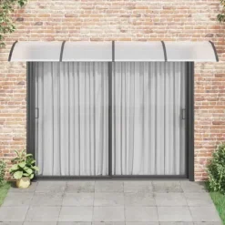 Skure, Garager & Carports^Dørbaldakin i polycarbonat - Beskyt din dør mod vejr | Størrelse: 350x100 cm | Farve: Sort