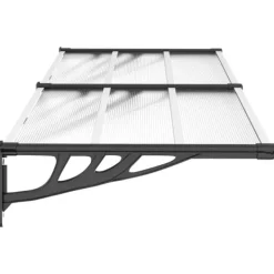 Discount Dørbaldakin til beskyttelse mod vejr - Polycarbonat, Sort & Transparent | Størrelse: 199x90 cm Buer, Spalier, Lysthuse Uden Tag