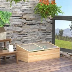 Discount Drivbænk i gran 100x50x35 cm, PC-plade, natur – drivhus/plantelåda Plantningsbænke