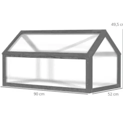 Drivhus^Drivbænk i træ 90x52x49,5 cm, lysgennemtrængeligt låg, vinterbestandig – grå