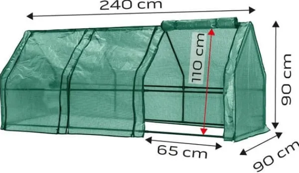 Clearance DRIVHUS 240*90*90 CM, PE-FOLIE 135G, METALKONSTRUKTION - T N15-912 Drivhus