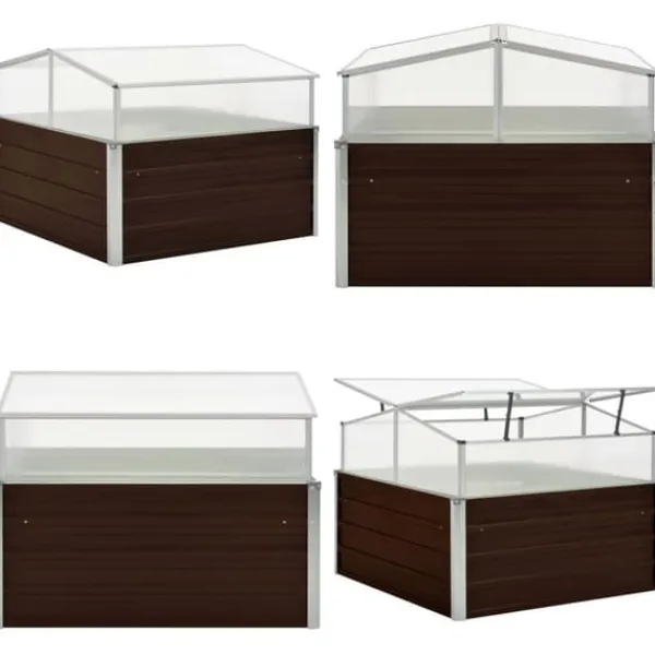 Sale Drivhus 100 x 100 x 85 cm galvaniseret stål brun - Drivhus - Drivhuse - Home & Living Drivhus