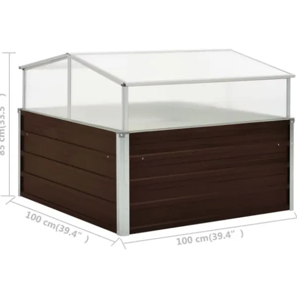 Sale Drivhus 100 x 100 x 85 cm galvaniseret stål brun - Drivhus - Drivhuse - Home & Living Drivhus