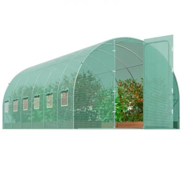 Clearance Drivhus, Gå-ind Tunnel, 590x295x225 cm, Grøn, Stålramme Drivhus