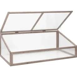 Drivhus i grantræ til planter og urter - 110x58,5x39 cm | Farve: Grå Drivhus