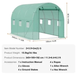 Drivhus^Drivhus, kraftig ramme, effektiv ventilation,12x7x7 ft