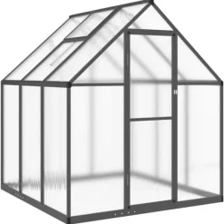 Outlet Drivhus med fundamentramme - Aluminium antracitgrå | 169x169x195 cm Drivhus