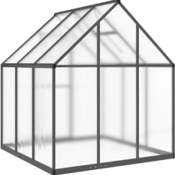 Outlet Drivhus med fundamentramme - Aluminium antracitgrå | 169x169x195 cm Drivhus
