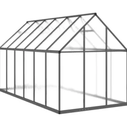 Drivhus^Drivhus med fundamentramme - Vejrbestandigt aluminium | Størrelse: 334x169x195 cm | Farve: Antracitgrå
