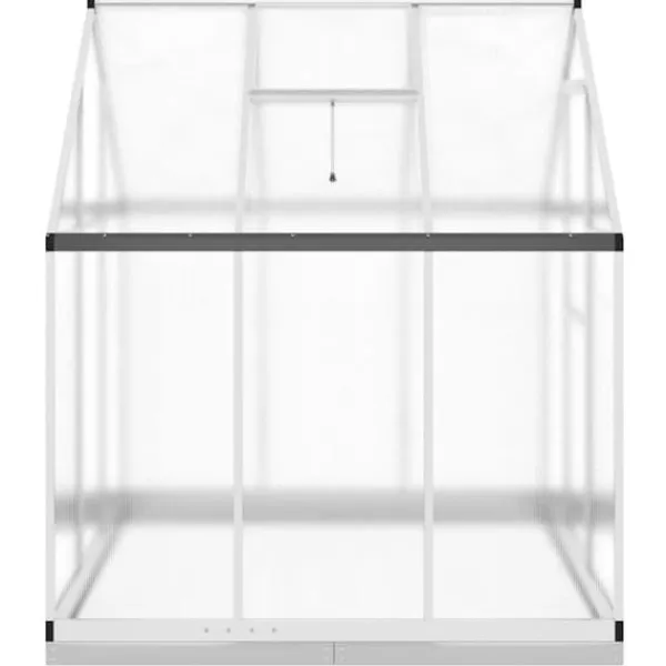 Drivhus^Drivhus med fundamentramme i aluminium - 169x169x202 cm | Farve: Sølv