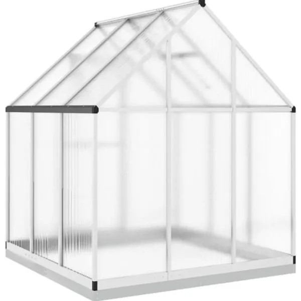 Drivhus^Drivhus med fundamentramme i aluminium - 169x169x202 cm | Farve: Sølv