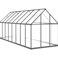 New Drivhus med fundamentramme 445x169x195 cm - Aluminium | Farve: Antracitgrå Drivhus