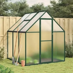 Sale Drivhus med fundamentramme i aluminium - Vejrbestandigt | Størrelse: 169x169x195 cm | Farve: Grøn Drivhus