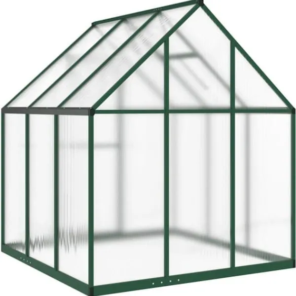 Sale Drivhus med fundamentramme i aluminium - Vejrbestandigt | Størrelse: 169x169x195 cm | Farve: Grøn Drivhus