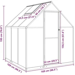 Sale Drivhus med fundamentramme i aluminium - Vejrbestandigt | Størrelse: 169x169x195 cm | Farve: Grøn Drivhus
