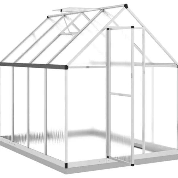 Drivhus^Drivhus med fundamentramme - Aluminium sølvfarvet | Størrelse: 224x169x202 cm