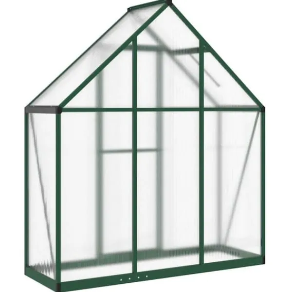 Outlet Drivhus med fundamentramme - Aluminium | Størrelse: 169x58x195 cm | Farve: Grøn Drivhus