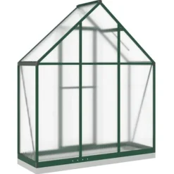 Drivhus^Drivhus med fundamentramme - Vejrbestandig aluminium | Størrelse: 169x58x202 cm | Farve: Grøn