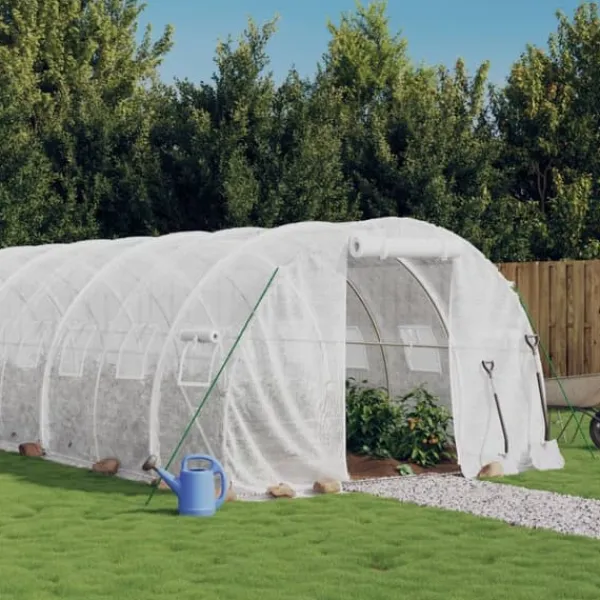 Discount Drivhus med stålstel 30 m² 10x3x2 m hvid - Drivhus - Drivhuse - Home & Living Drivhus