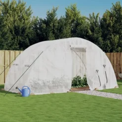 Discount Drivhus med stålstel - Rummeligt 10 m² | Størrelse: 5x2x2,3 m | Farve: Hvid Drivhus