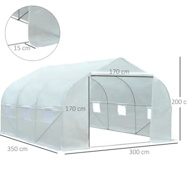 Sale Drivhus, 350x300x200 cm, Hvid Drivhus