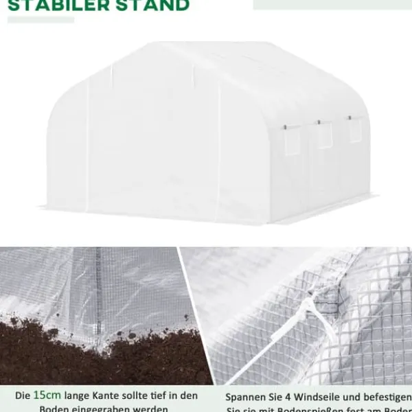 Sale Drivhus, 350x300x200 cm, Hvid Drivhus