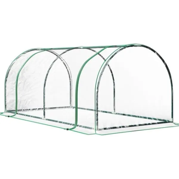 Drivhus^Drivhus 200x100x80 cm, stål/plast, med dør – drivbænk, grøn