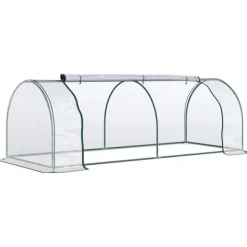 Drivhus^Drivhus 250x100x80 cm, stål/PVC, med dør – drivbænk til planteopdræt