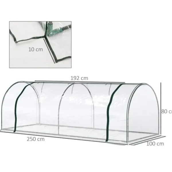 Drivhus^Drivhus 250x100x80 cm, stål/PVC, med dør – drivbænk til planteopdræt