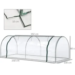 Hot Drivhus 250x100x80 cm, stål/PVC, med dør – drivbænk til planteopdræt Drivhus