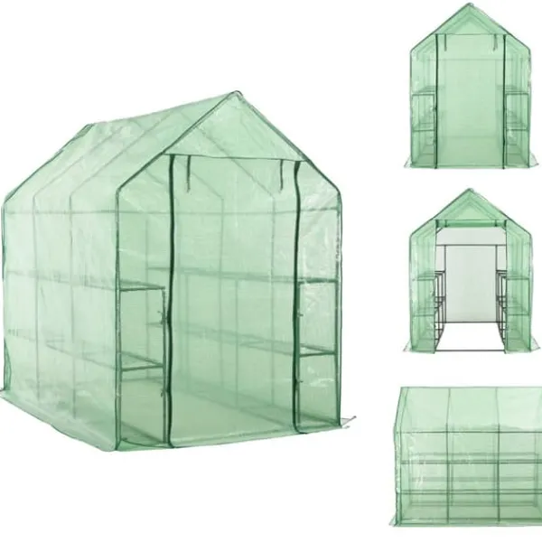 Drivhus^Drivhuse - Living drivhus med 12 hylder 143 x 214 x 196 cm stål