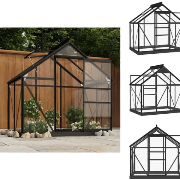 Best Drivhuse - Living glasdrivhus 155x103x191 cm aluminium antracitgrå Drivhus