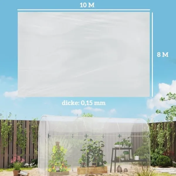 Drivhusfolie 8x10 m, vandtæt med UV-beskyttelse, ekstra tyk, transparent Drivhus