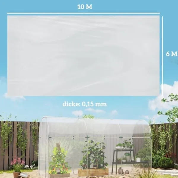 Outlet Drivhusfolie 6x10 m, vandtæt med UV-beskyttelse, ekstra tyk, transparent Drivhus
