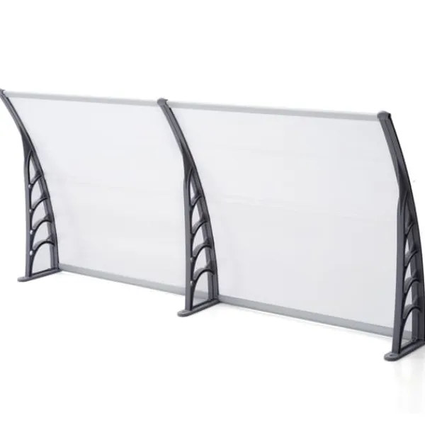 Hot Dør-/vinduesoverdækning, polycarbonat, sort ramme, transparent PC-plade, regn- og UV-beskyttelse, vejrbestandig Buer, Spalier, Lysthuse Uden Tag