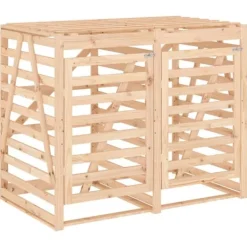 Sale Dubbel sopkärlsskjul i massiv furu - Ventilerad design | Färg: Natur | Storlek: Standard Skure, Garager & Carports