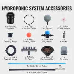 Kit Til Plante- & Urtedyrkning^DWC Hydroponics Vækstsystem, Dybvandskultur med Top Drip, 4 Spande, Effektiv Vækst, Hydroponisk Havearbejde