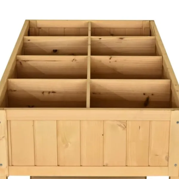 Hot Dyrkningsbord med 8 rum & afløb, hylde, massivt grantræ, 110x46x76 cm Plantningsbænke
