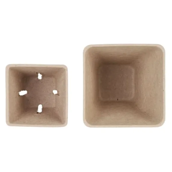 Hot Dyrkningssæt med potter, 8x8x8 cm, Brun Kit Til Plante- & Urtedyrkning
