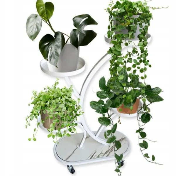 Plantestativer^ECARLA metal blomsterstander på hjul 50x25x80cm SZ43B