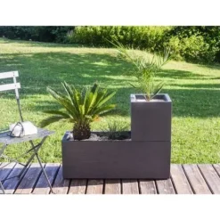 Clearance EDA PLASTIQUE Graphit Up Fyrkantig blomlåda - 21 L - 29.5 x 29.5 x 29.5 cm - Antracitgrå Krukker & Plantebeholdere