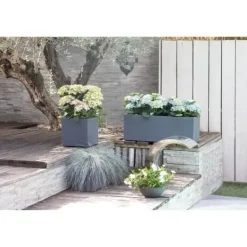 Clearance EDA PLASTIQUE Graphit Up Fyrkantig blomlåda - 21 L - 29.5 x 29.5 x 29.5 cm - Antracitgrå Krukker & Plantebeholdere