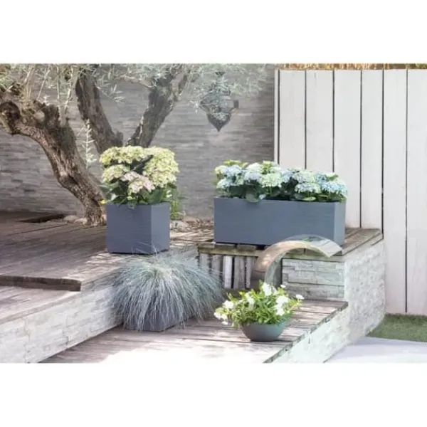 Clearance EDA PLASTIQUE Graphit Up Fyrkantig blomlåda - 21 L - 29.5 x 29.5 x 29.5 cm - Antracitgrå Krukker & Plantebeholdere