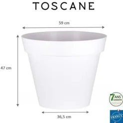 Krukker & Plantebeholdere^EDA Rund Blomkruka Toscana - Ø 60 x H 47 cm - 76 L - Vit